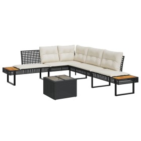 Garden sofa set 2 pieces with PE rattan cushions