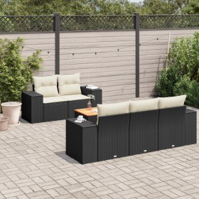 Set de sofás de jardín 6 piezas y cojines ratán sintético negro by , Garden sets - Ref: Foro24-3257659, Price: 448,99 €, Disc...