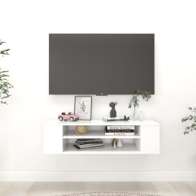 Hanging TV stand made of white plywood 100x30x26.5cm by , TV Furniture - Ref: Foro24-806229, Price: 42,33 €, Discount: %