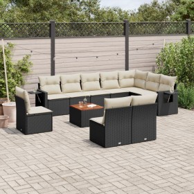 Gartensofagarnitur 11-teilig mit schwarzen Polstern aus synthetischem Rattan von , Gartensets - Ref: Foro24-3256945, Preis: 6...