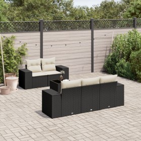 Set de sofás de jardín 6 piezas y cojines ratán sintético negro by , Garden sets - Ref: Foro24-3254633, Price: 466,99 €, Disc...