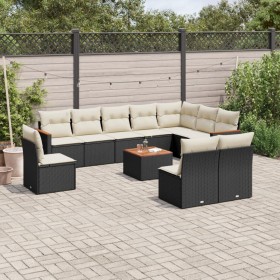 Gartensofagarnitur 11-teilig mit schwarzen Polstern aus synthetischem Rattan von , Gartensets - Ref: Foro24-3258479, Preis: 6...