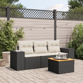 4-piece garden sofa set with black synthetic rattan cushions by , Garden sets - Ref: Foro24-3257645, Price: 270,99 €, Discoun...