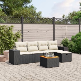 6-teiliges Gartensofa-Set und Kissen aus schwarzem Kunststoff-Rattan. von , Gartensets - Ref: Foro24-3265165, Preis: 377,34 €...