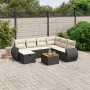 8-teiliges Gartensofa-Set und Kissen aus schwarzem Kunststoff-Rattan. von , Gartensets - Ref: Foro24-3265074, Preis: 525,66 €...