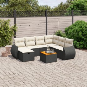 8-teiliges Gartensofa-Set und Kissen aus schwarzem Kunststoff-Rattan. von , Gartensets - Ref: Foro24-3265074, Preis: 526,85 €...