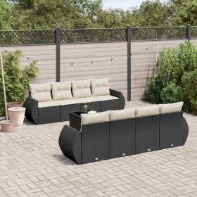 8-teiliges Gartensofa-Set und Kissen aus schwarzem Kunststoff-Rattan. von , Gartensets - Ref: Foro24-3253483, Preis: 607,81 €...