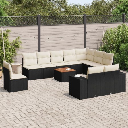 Gartensofagarnitur 11-teilig mit schwarzen Polstern aus synthetischem Rattan von , Gartensets - Ref: Foro24-3257827, Preis: 6...