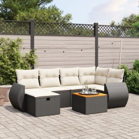 Set de comedor de jardín 7 pzas y cojines ratán sintético negro by , Garden sets - Ref: Foro24-3265060, Price: 460,99 €, Disc...