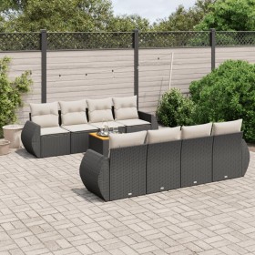 8-teiliges Gartensofa-Set und Kissen aus schwarzem Kunststoff-Rattan. von , Gartensets - Ref: Foro24-3257253, Preis: 574,87 €...