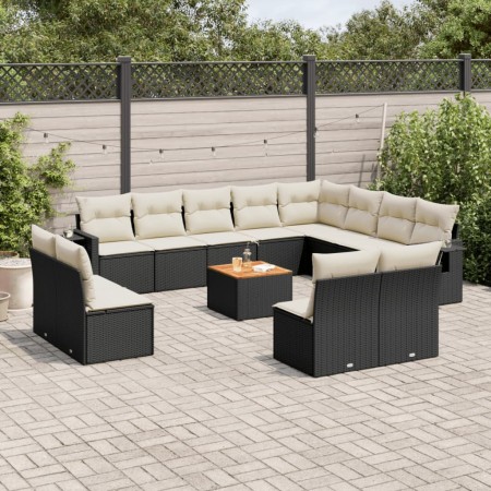 Gartensofa-Set und Kissen, 13-teilig, aus schwarzem Kunststoff-Rattan. von , Gartensets - Ref: Foro24-3257141, Preis: 762,19 ...