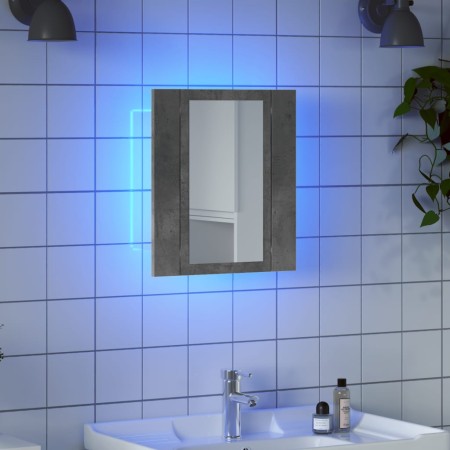 Armario de baño con espejo LED madera gris hormigón 40x12x45 cm de , Tocadores de baño - Ref: Foro24-856278, Precio: 49,73 €,...