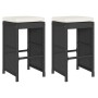 High garden bar stools with 2 black PE rattan cushions by , Garden chairs - Ref: Foro24-368686, Price: 130,27 €, Discount: %