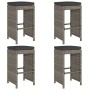 High bar stools for garden with 4 gray PE rattan cushions by , Garden chairs - Ref: Foro24-368690, Price: 251,92 €, Discount: %