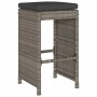 Hochbarhocker für den Garten mit 4 Stück grauen PE-Rattan-Kissen. von , Gartenstühle - Ref: Foro24-368690, Preis: 251,92 €, R...