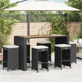 High garden bar stools with 6 black PE rattan cushions by , Garden chairs - Ref: Foro24-368692, Price: 366,99 €, Discount: %