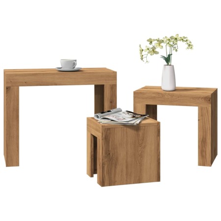 Stackable coffee tables set of 3, engineered wood with oak artisan finish. by , Coffee table - Ref: Foro24-856673, Price: 67,...