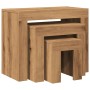 Stapelbare Couchtische, 3 Stück, Eichenholz, Handwerkskunst von , Couchtisch - Ref: Foro24-856673, Preis: 67,99 €, Rabatt: %