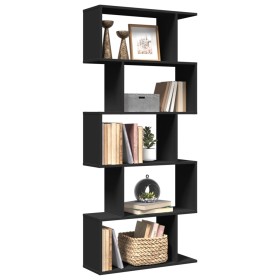 Black engineered wood 5-level divider bookshelf 70x24x161cm by , Bookcases and shelves - Ref: Foro24-858094, Price: 75,48 €, ...