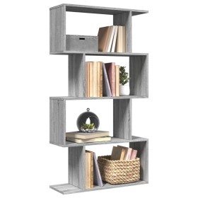 Divider bookcase 4 levels in Sonoma grey wood 70x24x129 cm by , Bookcases and shelves - Ref: Foro24-858107, Price: 64,99 €, D...