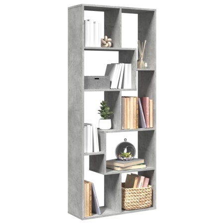 Wooden divider bookcase in gray concrete engineering, 67x25x161.5cm by , Bookcases and shelves - Ref: Foro24-858078, Price: 8...