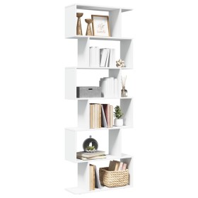 6-level white engineered wood room divider bookcase 70x24x193cm by , Bookcases and shelves - Ref: Foro24-858084, Price: 84,46...