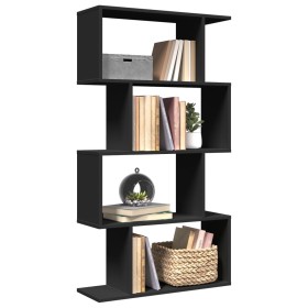 4-level black engineered wood divider bookcase 70x24x129cm by , Bookcases and shelves - Ref: Foro24-858103, Price: 66,05 €, D...