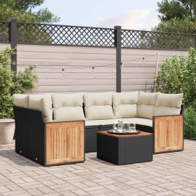 Garten-Essgruppe 7-teilig mit schwarzen Polstern aus synthetischem Rattan. von , Gartensets - Ref: Foro24-3259879, Preis: 457...