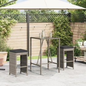 High garden bar stools with 2 gray PE rattan cushions by , Garden chairs - Ref: Foro24-368687, Price: 132,99 €, Discount: %