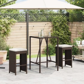 Kitchen stools with 2 brown synthetic rattan cushions by , Garden chairs - Ref: Foro24-368685, Price: 132,99 €, Discount: %