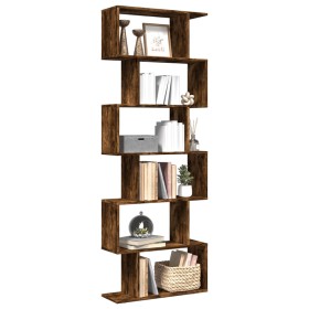 6-level smoked oak wood divider bookcase 70x24x193 cm by , Bookcases and shelves - Ref: Foro24-858088, Price: 74,43 €, Discou...