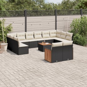 Gartensofagarnitur und Kissen-Set, 13-teilig, aus schwarzem Kunststoff-Rattan. von , Gartensets - Ref: Foro24-3260530, Preis:...