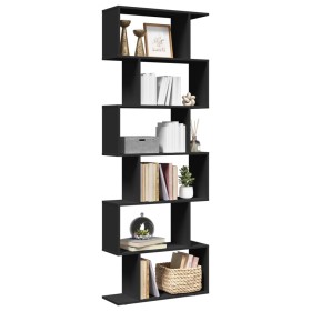 6-level black engineered wood room divider bookcase 70x24x193cm by , Bookcases and shelves - Ref: Foro24-858085, Price: 78,57...