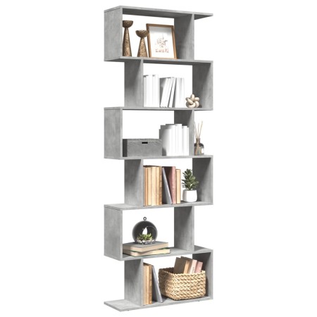 Divider bookcase 6 levels in gray wood and concrete 70x24x193 cm by , Bookcases and shelves - Ref: Foro24-858087, Price: 74,4...