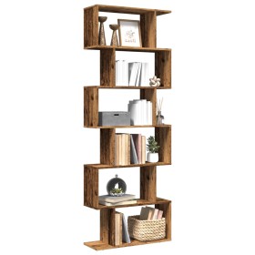 Librería divisora 6 niveles madera envejecida 70x24x193 cm de , Librerías y estanterías - Ref: Foro24-858091, Precio: 82,99 €...