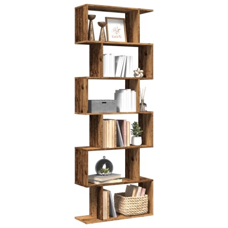 Divider bookcase 6 levels aged wood 70x24x193 cm by , Bookcases and shelves - Ref: Foro24-858091, Price: 82,99 €, Discount: %