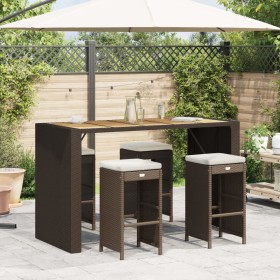 Garden bar stools with cushions 4 pcs brown PE rattan by , Garden chairs - Ref: Foro24-368688, Price: 252,99 €, Discount: %