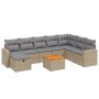 Garden sofa set with beige mixed cushions, 9 pieces, PE rattan. by , Garden sets - Ref: Foro24-3264874, Price: 592,23 €, Disc...