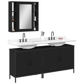 Set de muebles de baño 3 piezas madera contrachapada negro de , Muebles de baño - Ref: Foro24-3214730, Precio: 197,96 €, Desc...