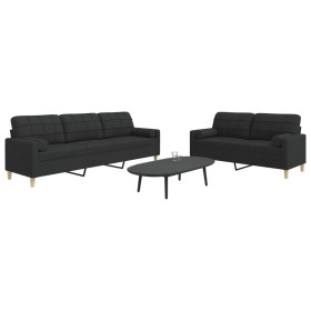 2-piece black fabric sofa set with cushions by , Sofas - Ref: Foro24-3278339, Price: 542,99 €, Discount: %