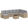 Garden sofa set with beige mixed cushions, 9 pieces, PE rattan. by , Garden sets - Ref: Foro24-3263595, Price: 594,32 €, Disc...