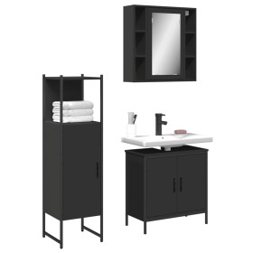 Set de muebles de baño 3 piezas madera contrachapada negro de , Muebles de baño - Ref: Foro24-3214760, Precio: 193,42 €, Desc...