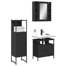 Set de muebles de baño 3 piezas madera contrachapada negro de , Muebles de baño - Ref: Foro24-3214755, Precio: 202,45 €, Desc...