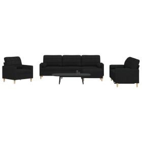 4-piece sofa set with ottoman and black fabric cushions by , Sofas - Ref: Foro24-3278315, Price: 769,89 €, Discount: %