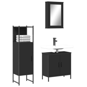 3-piece black plywood bathroom furniture set by , Bathroom furniture - Ref: Foro24-3214820, Price: 171,41 €, Discount: %