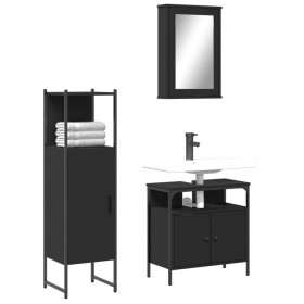 Juego de muebles de baño 3 pzas madera contrachapada negro de , Muebles de baño - Ref: Foro24-3214815, Precio: 180,29 €, Desc...