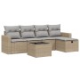 Garden sofa set with beige mixed cushions, 6 pieces, PE rattan. by , Garden sets - Ref: Foro24-3263475, Price: 386,74 €, Disc...