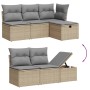 Garden sofa set with beige mixed cushions, 6 pieces, PE rattan. by , Garden sets - Ref: Foro24-3263475, Price: 386,74 €, Disc...