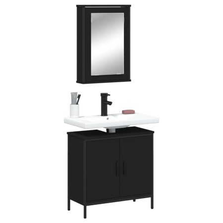 Juego de muebles de baño 2 pzas madera contrachapada negro de , Muebles de baño - Ref: Foro24-3214780, Precio: 106,12 €, Desc...