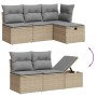 Gartensofa-Set mit beige gemischten Kissen, 7-teilig, aus PE-Rattan. von , Gartensets - Ref: Foro24-3263495, Preis: 472,84 €,...